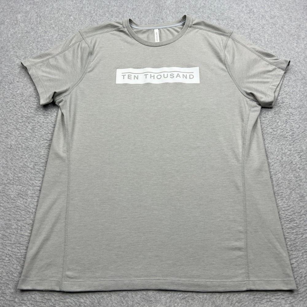 Ten‎ Thousand Durable Logo Tee Mens Large Gray Short Sleeve Training Gym Shirt
